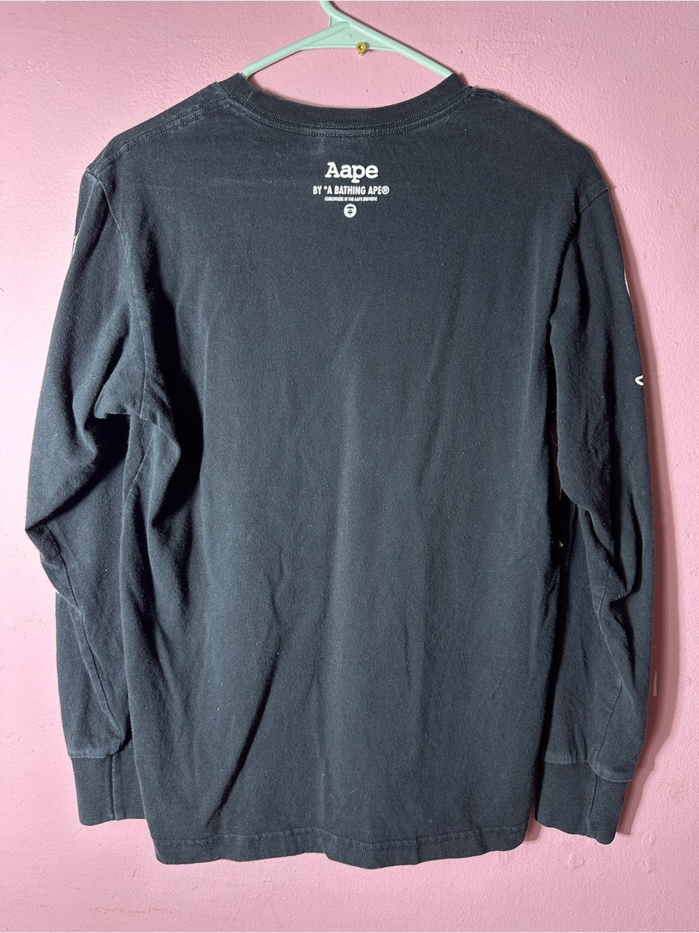 Bape Aape Black Long Sleeve Logo Tee with Sleeve Graphics - Picture 3 of 3